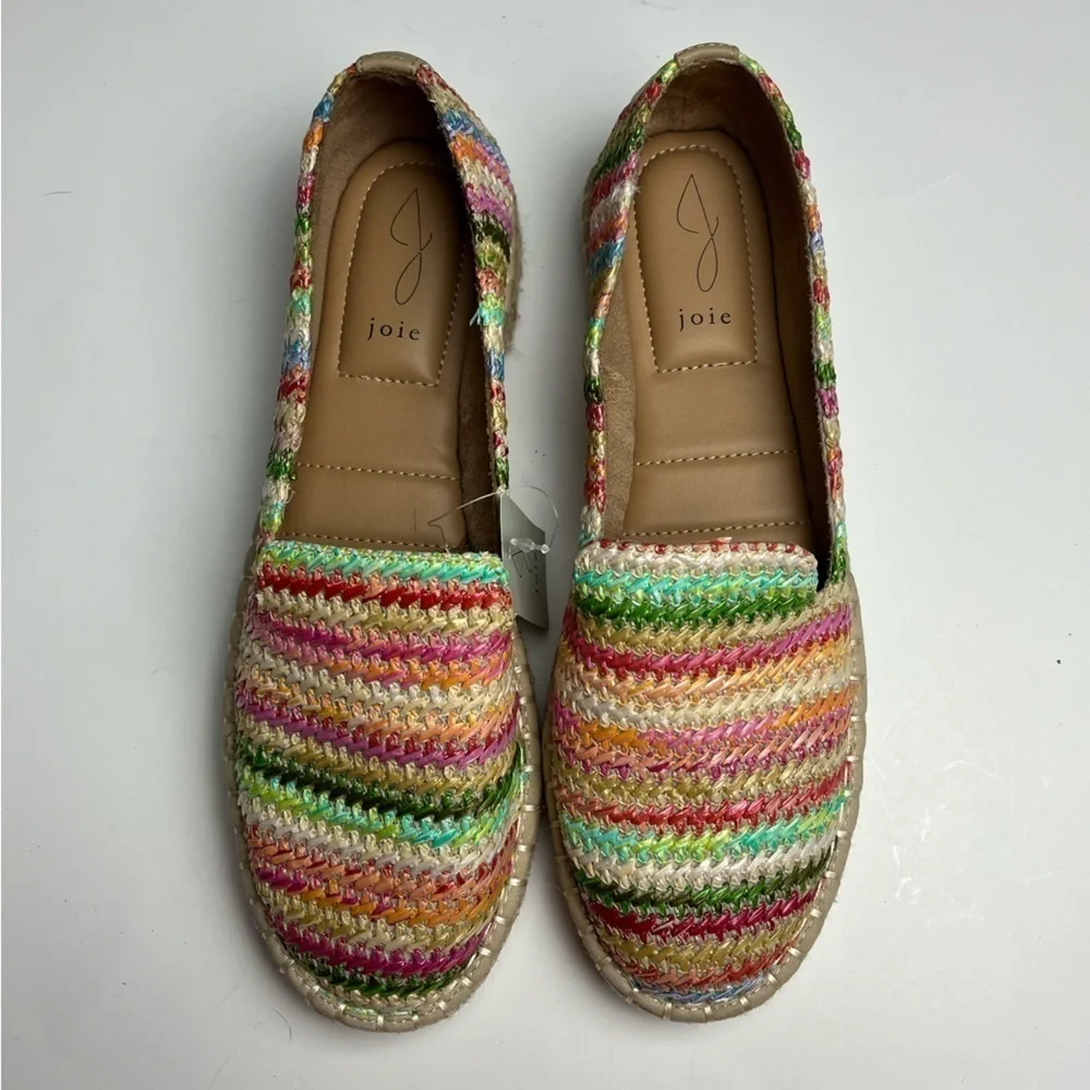NWT Joie Cara multicored raffia espadrilles slip on flats, women's size 9 - Picture 2 of 5
